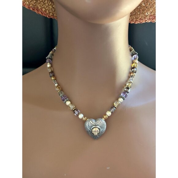 Sterling 925 Robert’s Shields Face Heart Beaded Necklace - Picture 6 of 7